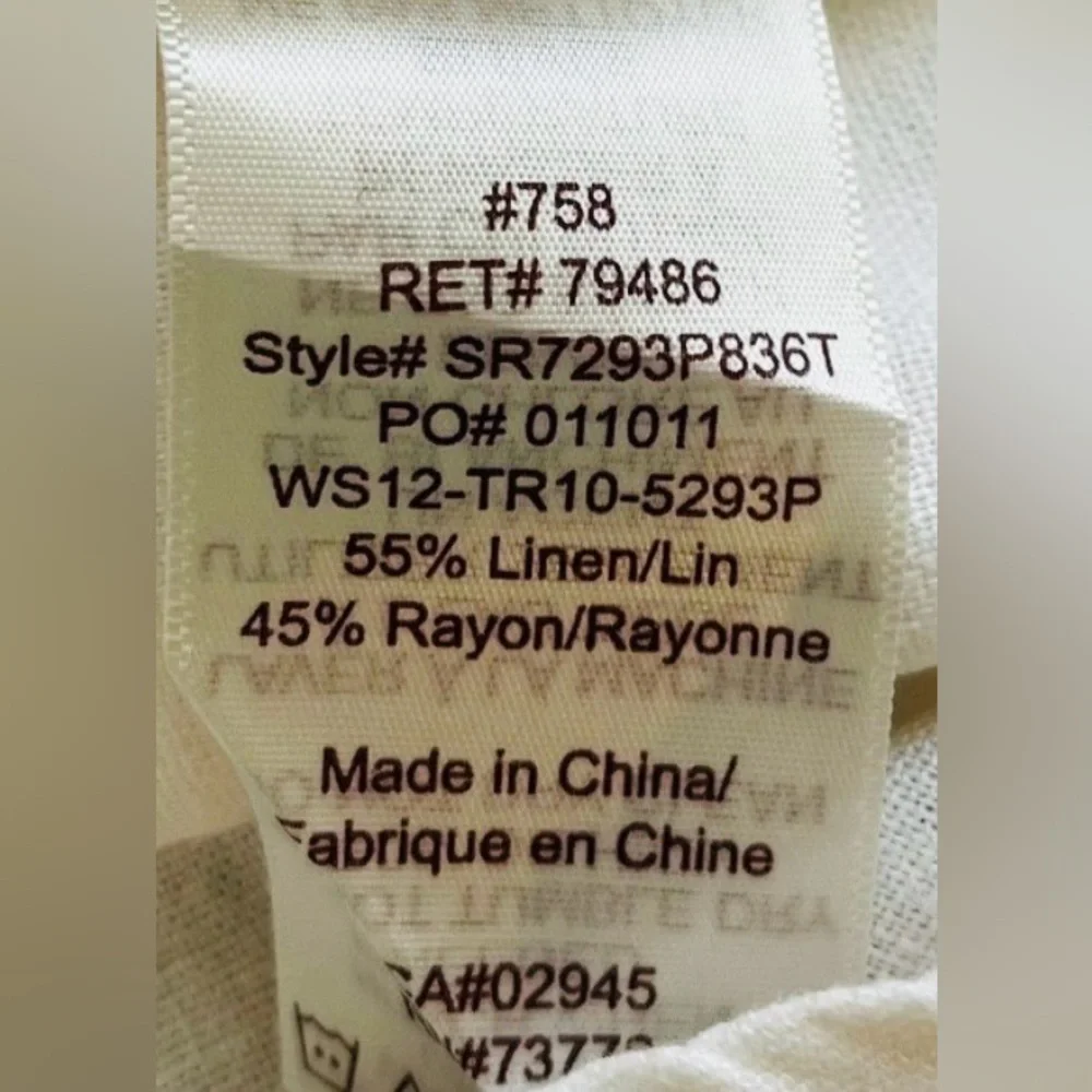 Traditions Linen Blend Button Down Pintuck 3/4 Sleeve Shirt Petite 10P - Picture 8 of 8